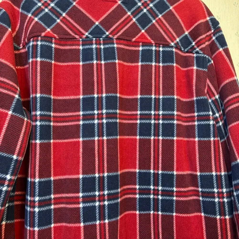 Boston Traders Sherpa Lined Button Front Jacket Size XL Red Blue Outdoor Travel